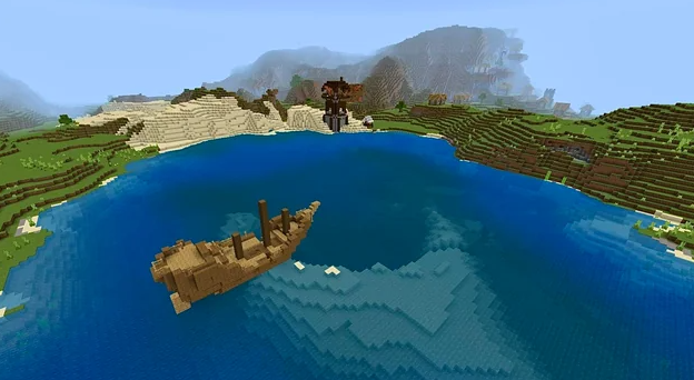 Funny Shipwreck and Pillager outpost generation in Bedrock Edition Seed