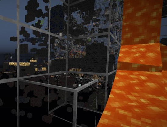 Xray Ultimate Resource Pack revealing lava and ores