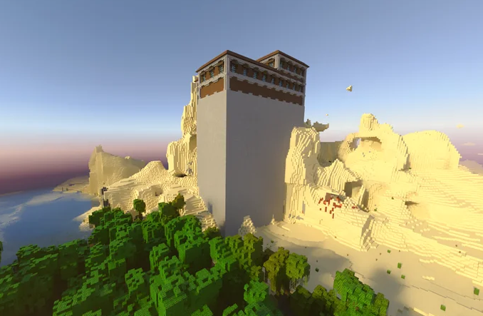 Minecraft Bedrock Tall Desert Mansion at Spawn